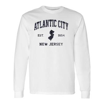 Atlantic City New Jersey Nj Vintage State Athletic Style Zip Long Sleeve T-Shirt T-Shirt | Mazezy