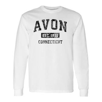 Avon Connecticut Ct Vintage Sports Black Long Sleeve T-Shirt T-Shirt | Mazezy