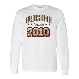 Awesome Since 2010 12Th Birthday Party Retro Vintage Long Sleeve T-Shirt | Mazezy