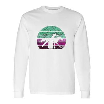 Barrel Racing Horse Lover Vintage Sunset Country Girl Long Sleeve T-Shirt - Thegiftio