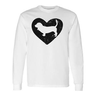 Basset Hound Dog Lover Heart Long Sleeve T-Shirt T-Shirt | Mazezy