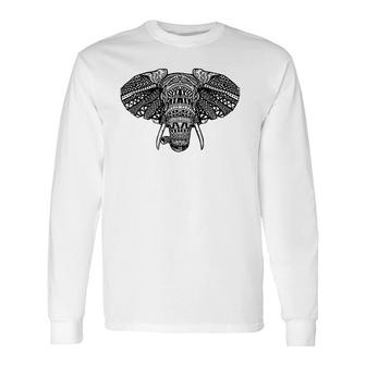 Beautiful African Elephant In Mandala Style, African Animals Long Sleeve T-Shirt T-Shirt | Mazezy