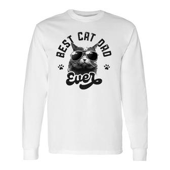 Best Cat Dad Ever Daddy Father's Day Retro Vintage Long Sleeve T-Shirt T-Shirt | Mazezy