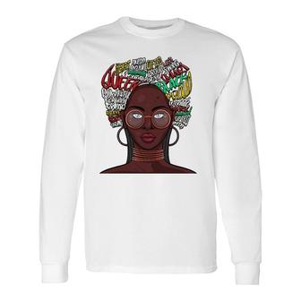 Black Queen S For African American Natural Afro Long Sleeve T-Shirt T-Shirt | Mazezy
