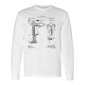 Boat Motor Patent Print Drawing Long Sleeve T-Shirt | Mazezy