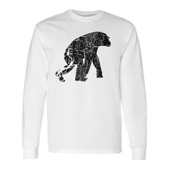 Bonobo Distressed Print Vintage Bonobo Long Sleeve T-Shirt T-Shirt | Mazezy