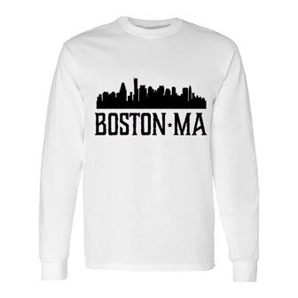 Boston Massachusetts Skyline Long Sleeve T-Shirt | Mazezy