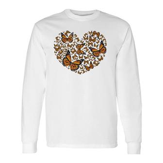 Butterfly Heart Love Cute Monarch Butterflies Long Sleeve T-Shirt T-Shirt | Mazezy