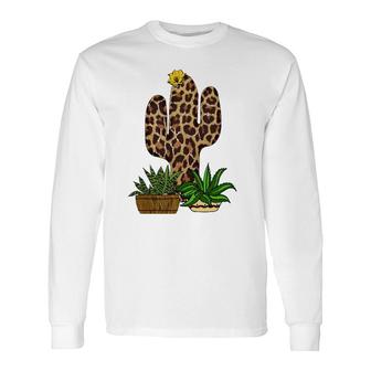Cactus Leopard Print Succulent Plant Lover Long Sleeve T-Shirt | Mazezy