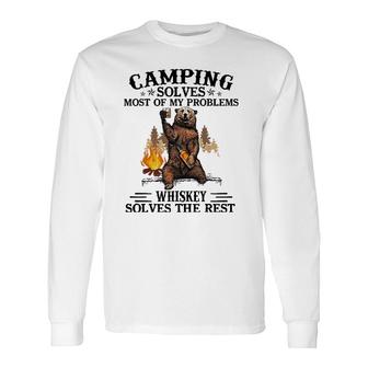 Camping Solves Most Of My Problems Bear And Whiskey Long Sleeve T-Shirt T-Shirt | Mazezy