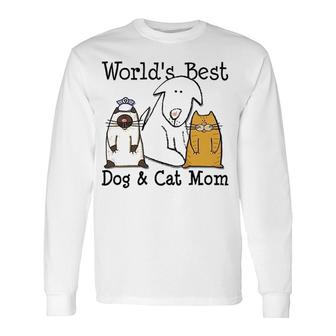 A Cat And Dog Lover Coaster With The Words Best Dog And Cat Mom Long Sleeve T-Shirt - Thegiftio UK
