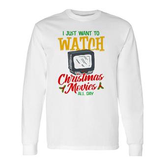 Christmas Movie Lover Fan Watch Tv At Xmas Long Sleeve T-Shirt T-Shirt | Mazezy