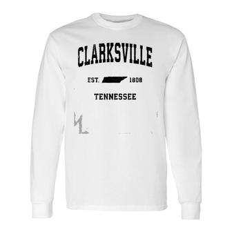 Clarksville Tennessee Tn Vintage Sports Black Print Pullover Long Sleeve T-Shirt | Mazezy