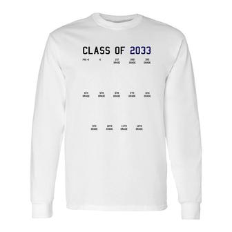 Class Of 2033 Graduation With Space For Handprints Long Sleeve T-Shirt - Thegiftio UK