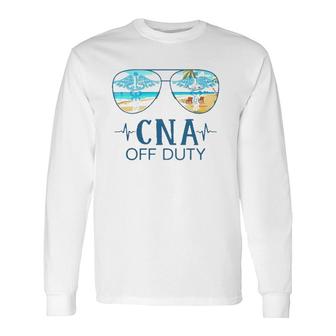 Cna Off Duty Nurse Caduceus Summer Vacation Beach Sunglasses Heartbeat Long Sleeve T-Shirt T-Shirt | Mazezy
