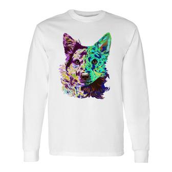 Colourful Splash Dog Mudi Long Sleeve T-Shirt | Mazezy