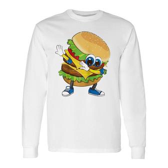 Cool Dabbing Burger Street Dancer Hamburger Lover Raglan Baseball Tee Long Sleeve T-Shirt T-Shirt | Mazezy