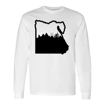 Cool Egypt Country Outline Cairo City Skyline Long Sleeve T-Shirt T-Shirt | Mazezy