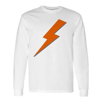 Cool Orange Blue Lightning Bolt Thunderlight Print Long Sleeve T-Shirt T-Shirt | Mazezy