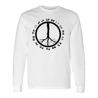 Cool Peace Sign Animal Rights Animal Footprints Long Sleeve T-Shirt T-Shirt | Mazezy