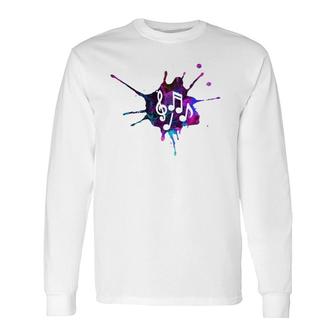 Cool Water Color Musical Notes Music And Arts Musicians Long Sleeve T-Shirt | Mazezy