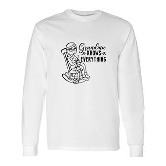 Cute Draw Grandma Knows Everything Cool Long Sleeve T-Shirt - Thegiftio UK
