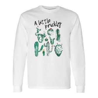 Cute Ladies Cactus Succulent Little Prickly Tee Youth Long Sleeve T-Shirt | Mazezy