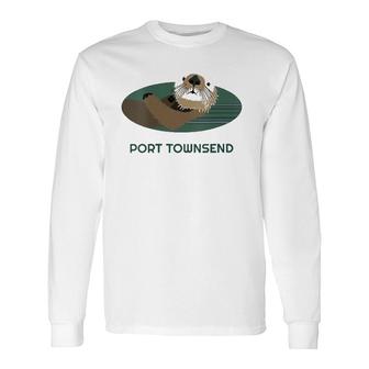 Cute Otter Port Townsend, Wa Coast Resident Fisherman V-Neck Long Sleeve T-Shirt T-Shirt | Mazezy