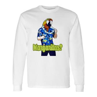 Cute Parrot Head Hawaiian Tropical Floral Print Long Sleeve T-Shirt T-Shirt | Mazezy CA