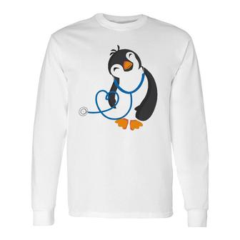 Cute Penguin Pediatrics Medical Nurse Doctor Long Sleeve T-Shirt T-Shirt | Mazezy