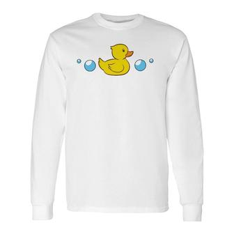 Cute Rubber Duck In Water Love Rubber Ducks Long Sleeve T-Shirt T-Shirt | Mazezy