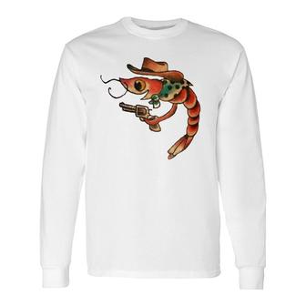 Cute Shrimp Seafood Shellfish Shrimp Lover Tattoo Long Sleeve T-Shirt T-Shirt | Mazezy