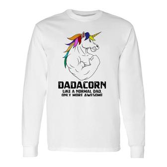 Dadacorn Muscle Dad Unicorn Father's Day Long Sleeve T-Shirt T-Shirt | Mazezy