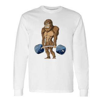 Deadlifting Sasquatch Bigfoot Weightlifting Workout Long Sleeve T-Shirt T-Shirt | Mazezy
