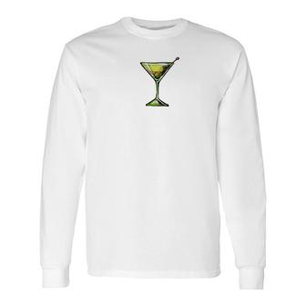 Dirty Martini Heartbeat Cocktail Glass Happy Hour Long Sleeve T-Shirt | Mazezy