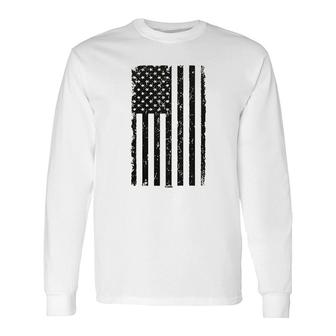 Distressed Black Usa Flag Long Sleeve T-Shirt T-Shirt | Mazezy
