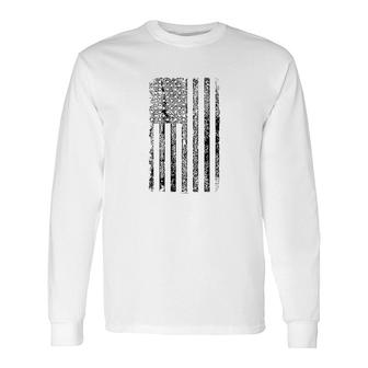 Distressed Black Usa Flag United States Long Sleeve T-Shirt T-Shirt | Mazezy