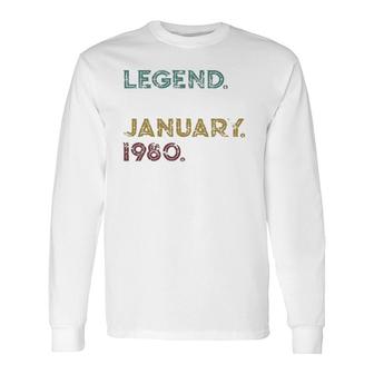 Distressed Retro Legend Since January 1980 42Nd Birthday Long Sleeve T-Shirt | Mazezy
