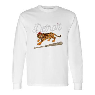 Distressed Tiger Mascot Sport Tiger Long Sleeve T-Shirt - Seseable
