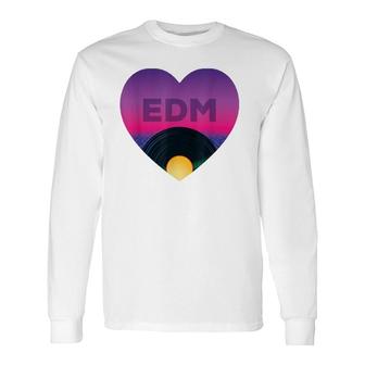 Edm Vinyl Disc Retro Vintage Electronic Dance Music Long Sleeve T-Shirt T-Shirt | Mazezy