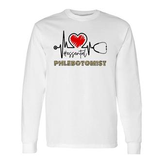 Essential Phlebotomist Heartbeat Phlebotomist Nurse Long Sleeve T-Shirt T-Shirt | Mazezy