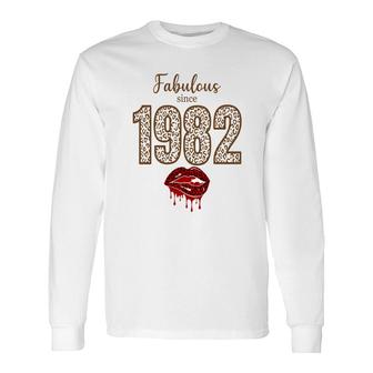 Fabulous Since 1982 Red Lips 40Th Birthday Long Sleeve T-Shirt - Seseable