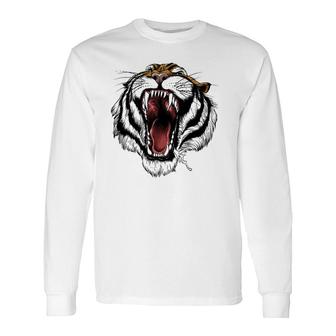 Fearsome Tiger Roaring Big Cat Animal Long Sleeve T-Shirt T-Shirt | Mazezy