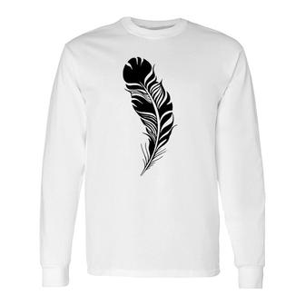 Feather Black Feather Long Sleeve T-Shirt | Mazezy