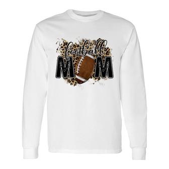 Football Mom Leopard Pattern Football Sport Mom Long Sleeve T-Shirt - Thegiftio