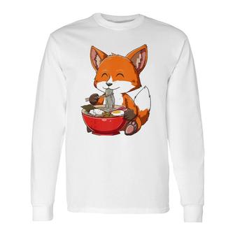 Fox Eating Ramen Ramen Noodle Lovers Fox Themed Long Sleeve T-Shirt T-Shirt | Mazezy