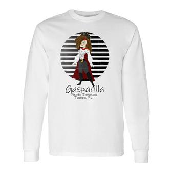 Gasparilla Lady Pirate Brunette Distressed Long Sleeve T-Shirt T-Shirt | Mazezy