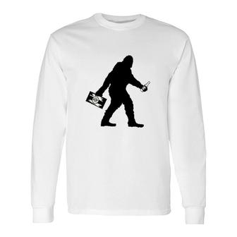 The Goozler Sasquatch Bigfoot With Beer Party Long Sleeve T-Shirt T-Shirt | Mazezy