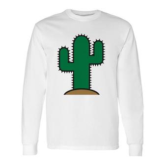 Green Cactus Vintage Long Sleeve T-Shirt | Mazezy