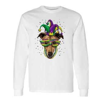 Greyhound Dog Lover Cute Mardi Gras Carnival Jester Long Sleeve T-Shirt T-Shirt | Mazezy UK